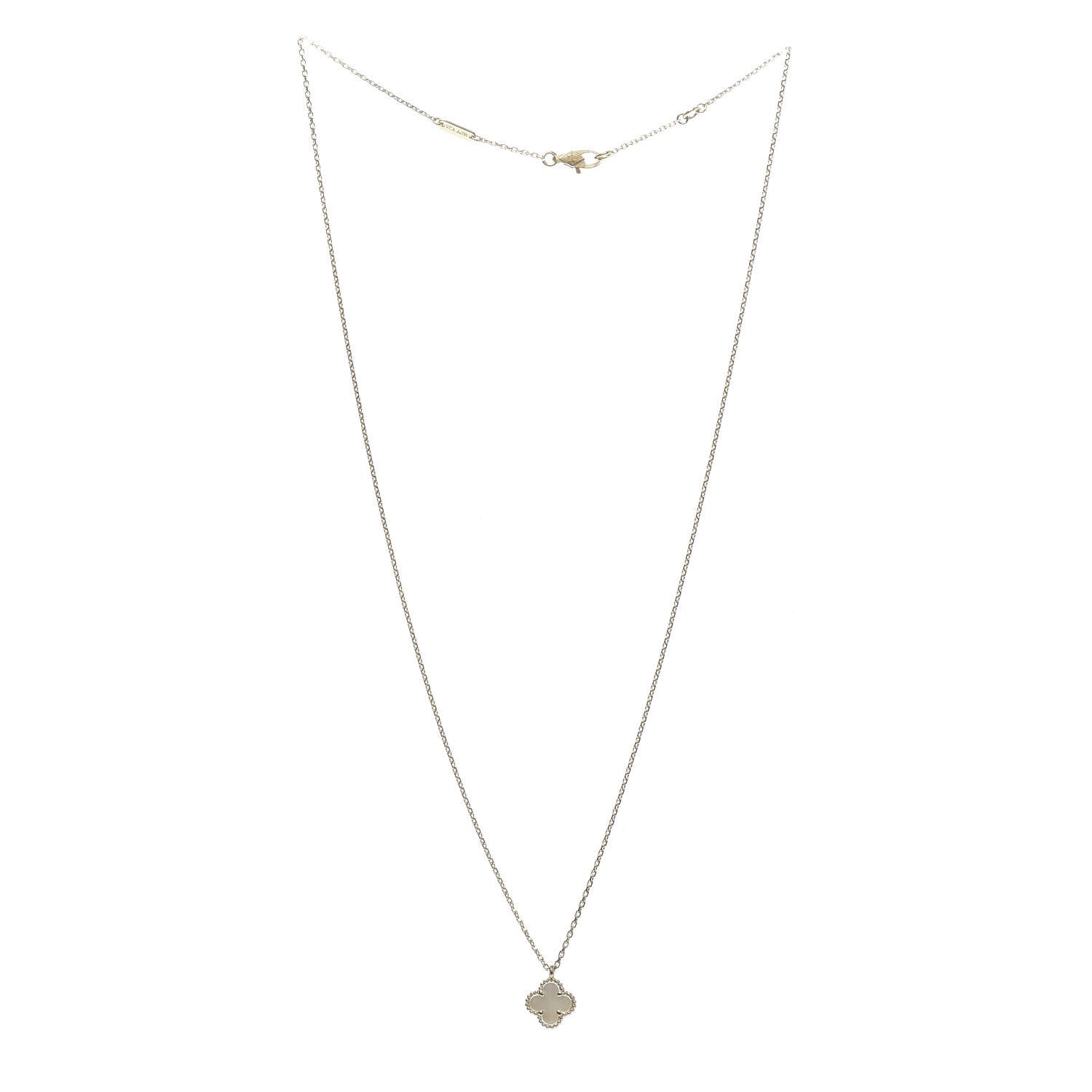 Van Cleef & Arpels 18K Yellow Gold Mother of Pearl Sweet Alhambra Pendant Necklace 3 of 5