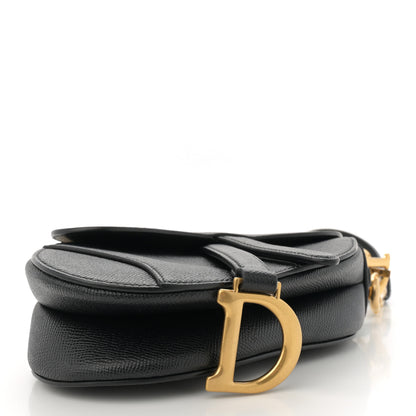 Christian Dior Grained Calfskin Mini Saddle Bag With Strap Black 4 of 11