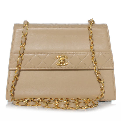 Chanel Lambskin Quilted Trapezoid Shoulder Flap Bag Beige 1 of 9
