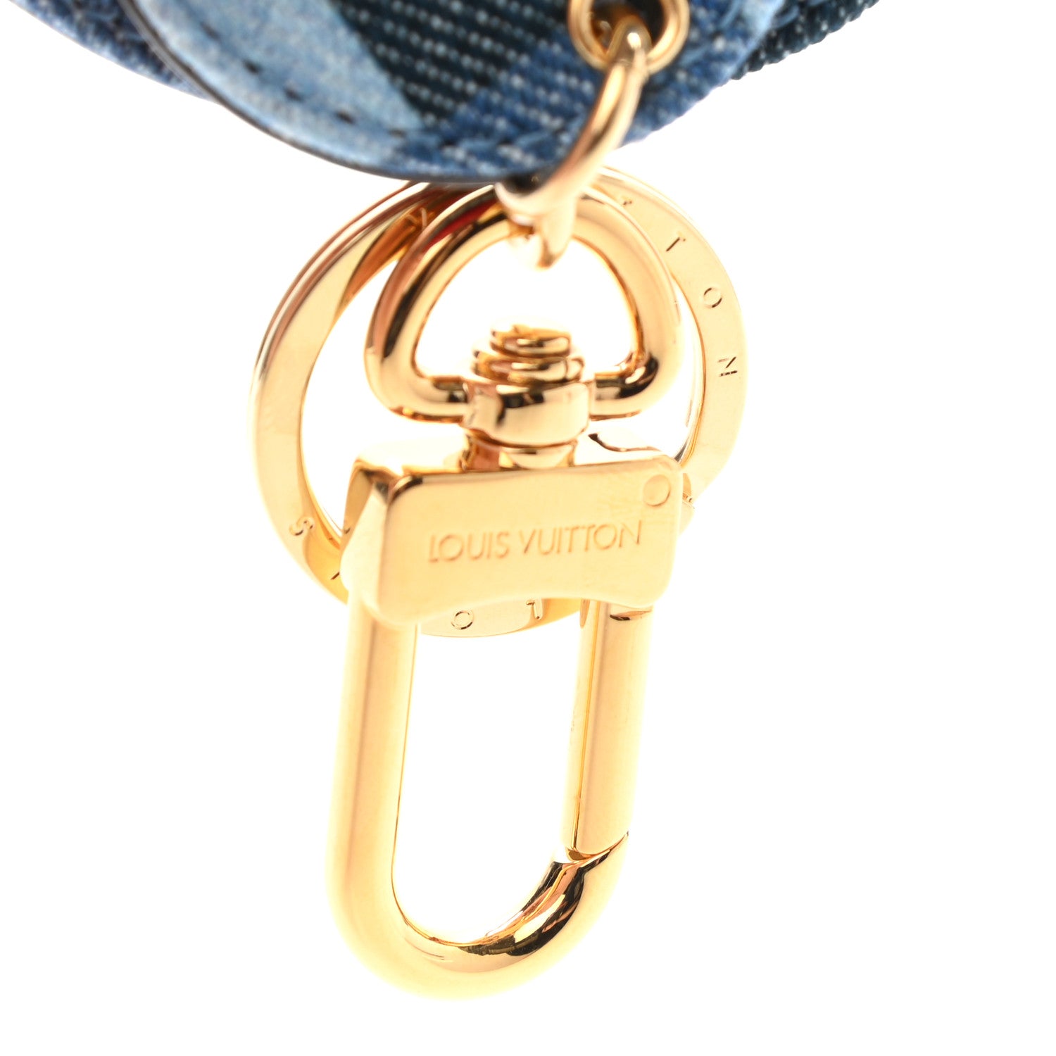 Louis Vuitton Denim Damier Monogram Patchwork Bag Charm Key Holder 4 of 5