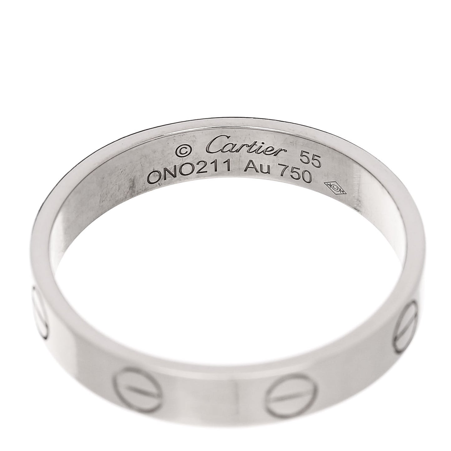 18K White Gold 3.5mm LOVE Wedding Band Ring 55 7.25
