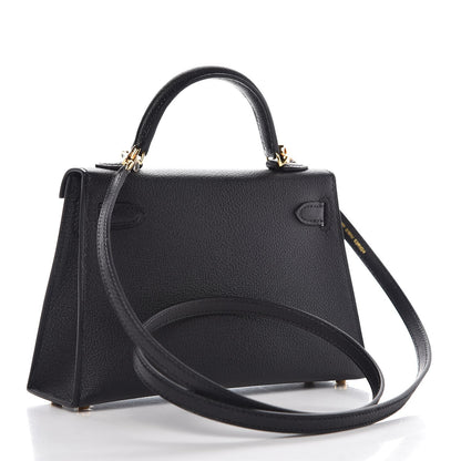 Hermes Chevre Chandra Mini Kelly Sellier 20 Black 3 of 9