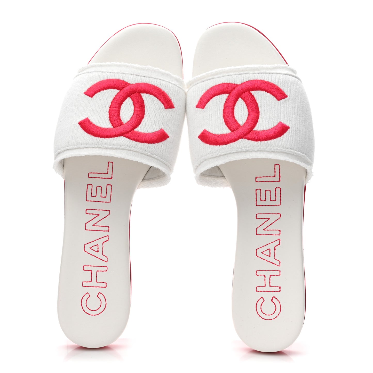 Jersey Knit CC Mules 39 White Fuchsia