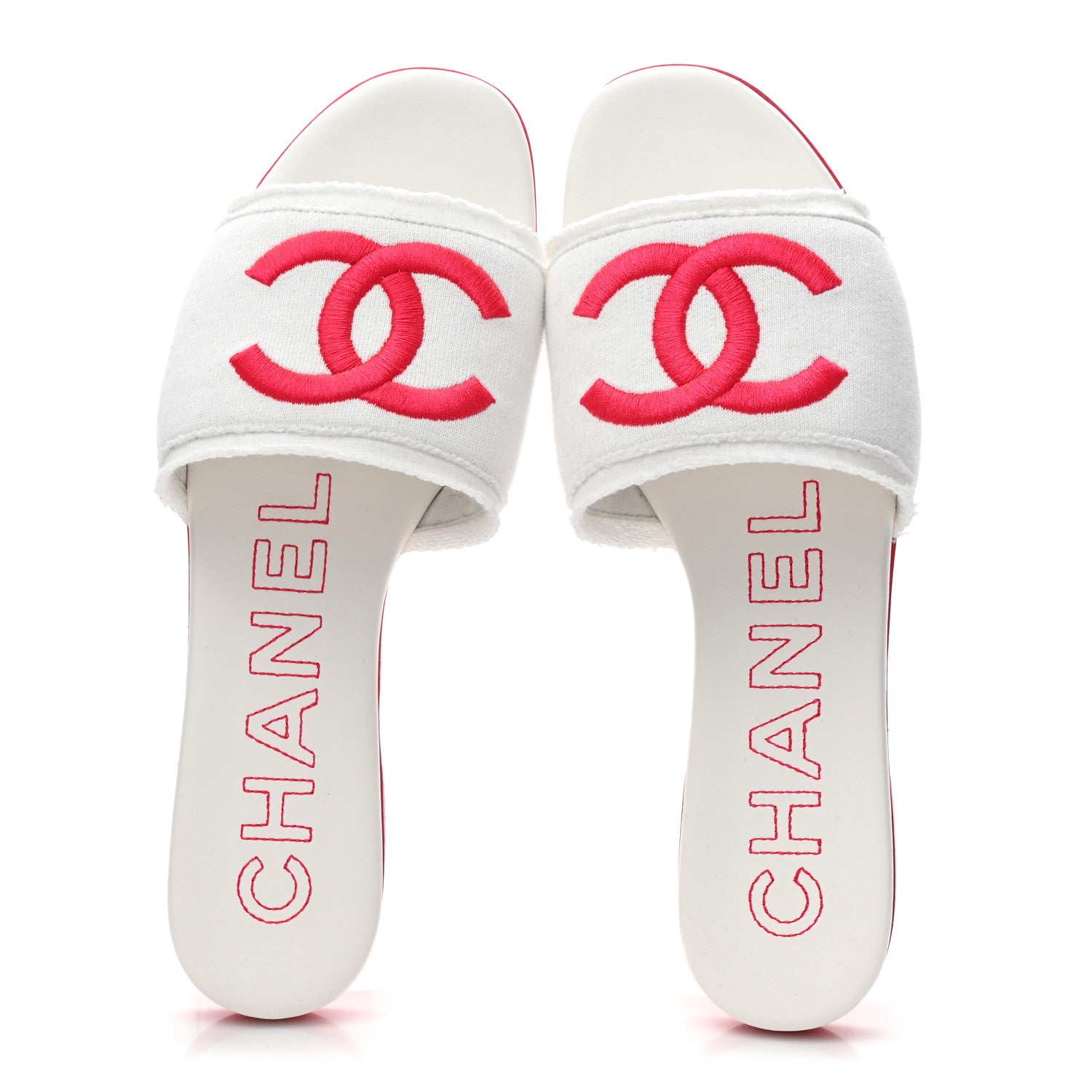 Chanel Jersey Knit CC Mules 39 White Fuchsia 2 of 10