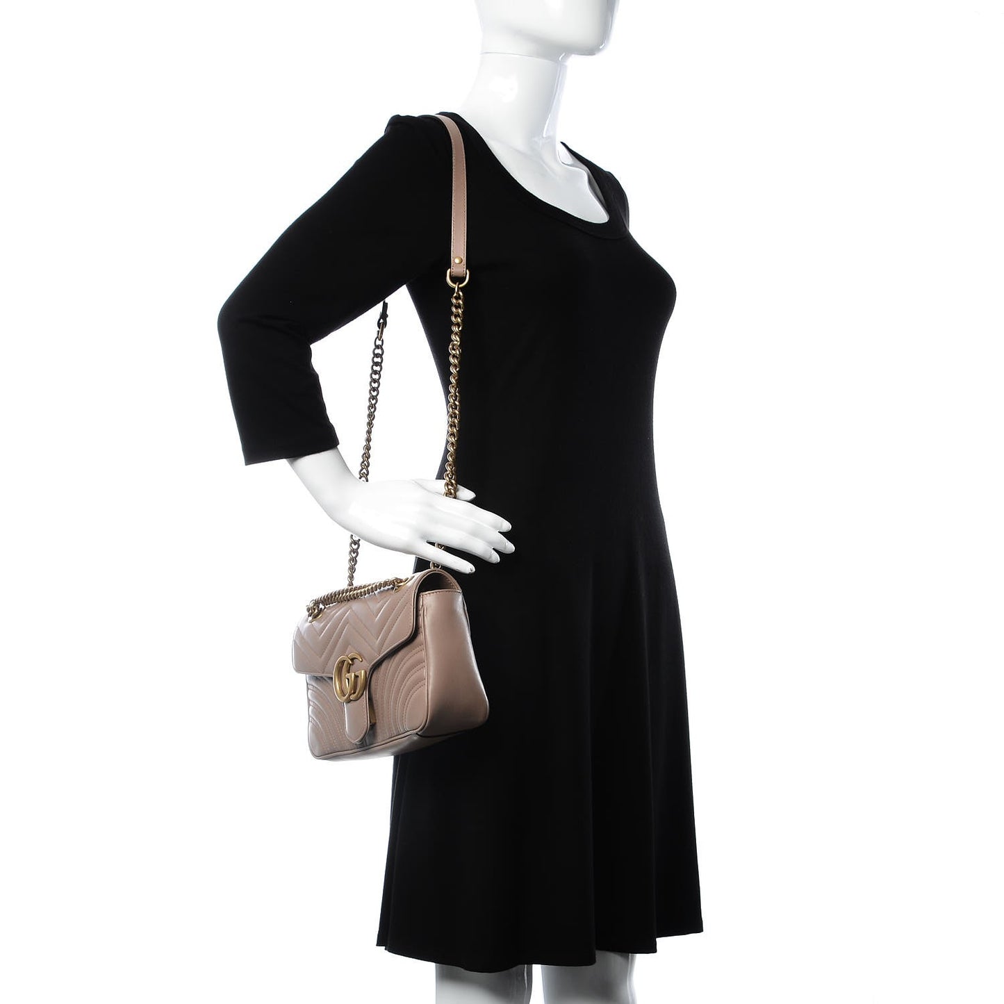 Calfskin Matelasse Small GG Marmont Shoulder Bag Porcelain Rose