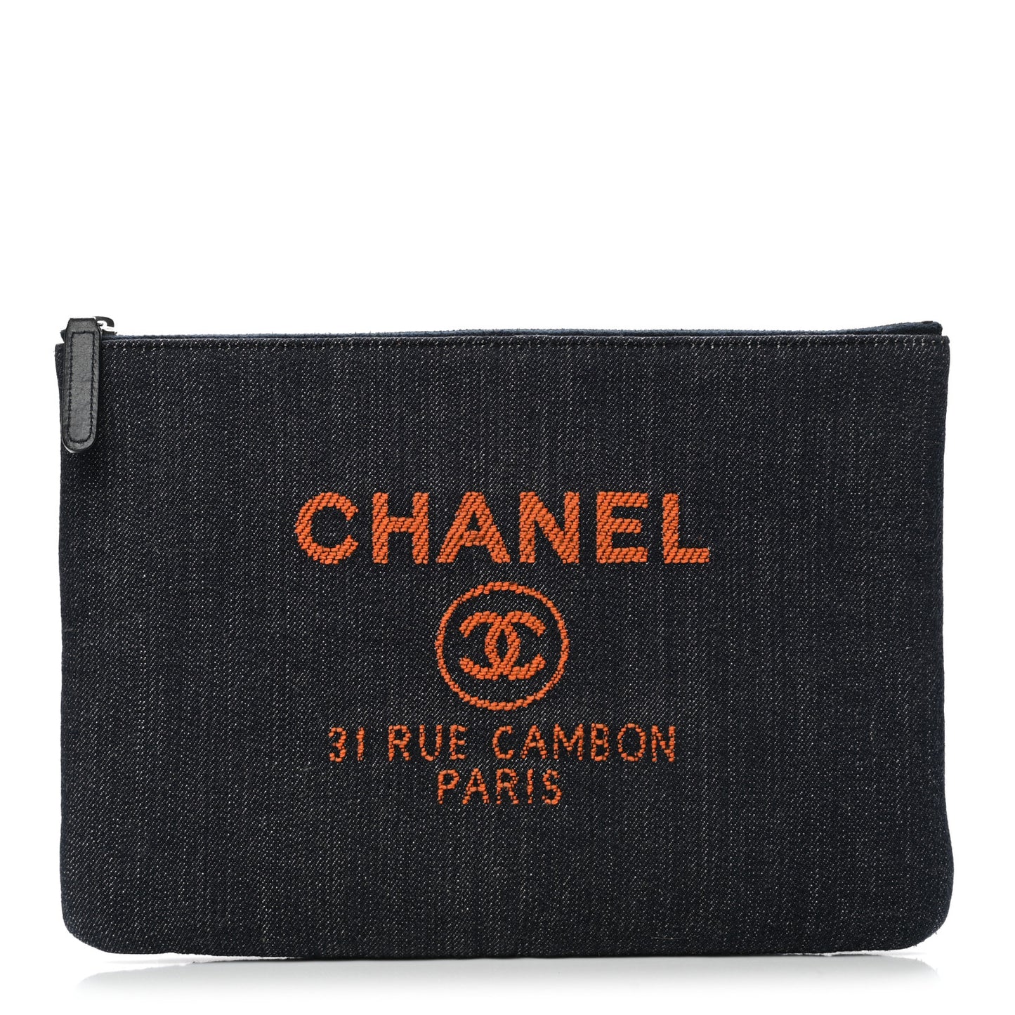 Denim Medium Deauville Pouch Clutch Blue Orange