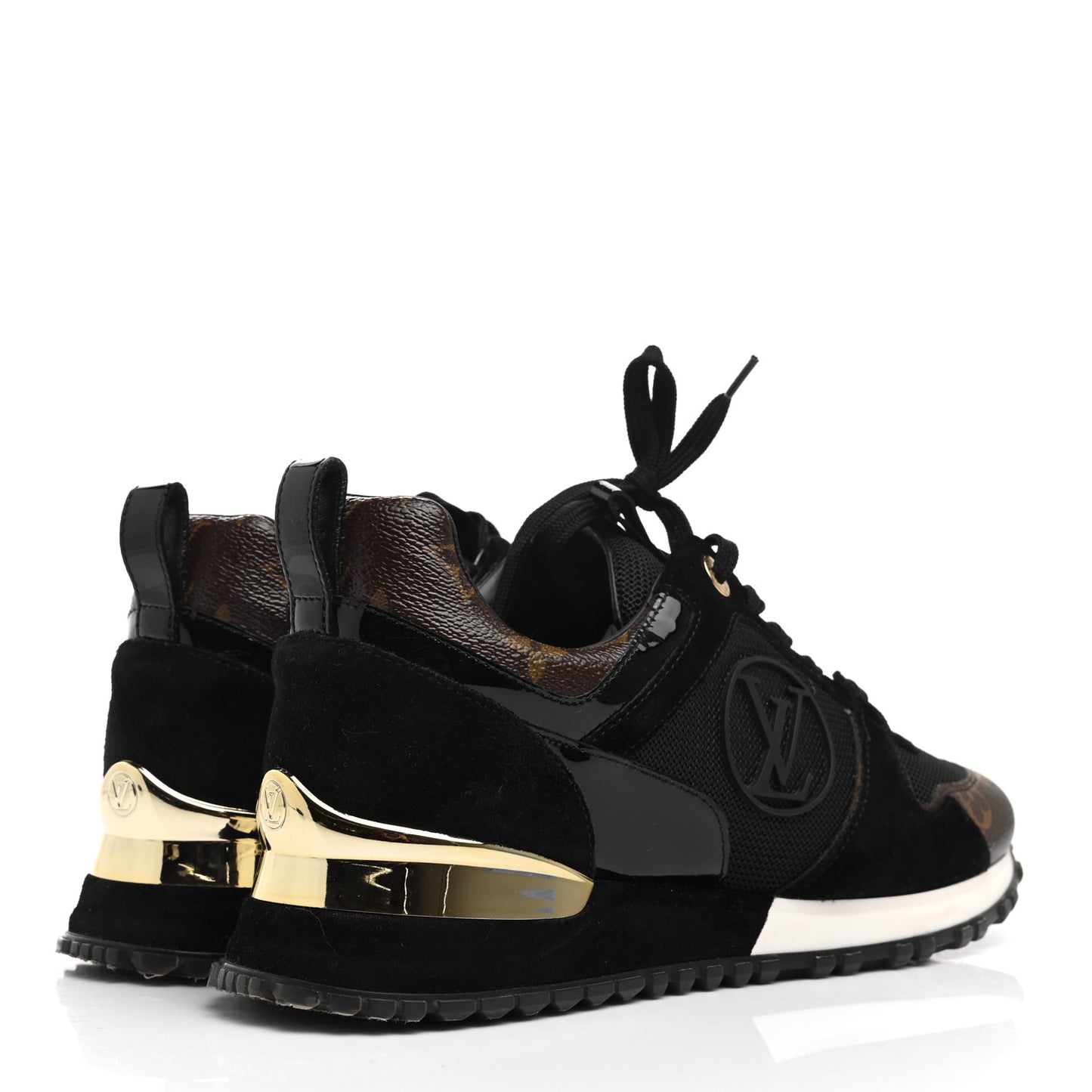 Suede Monogram Run Away Sneakers 37.5 Black