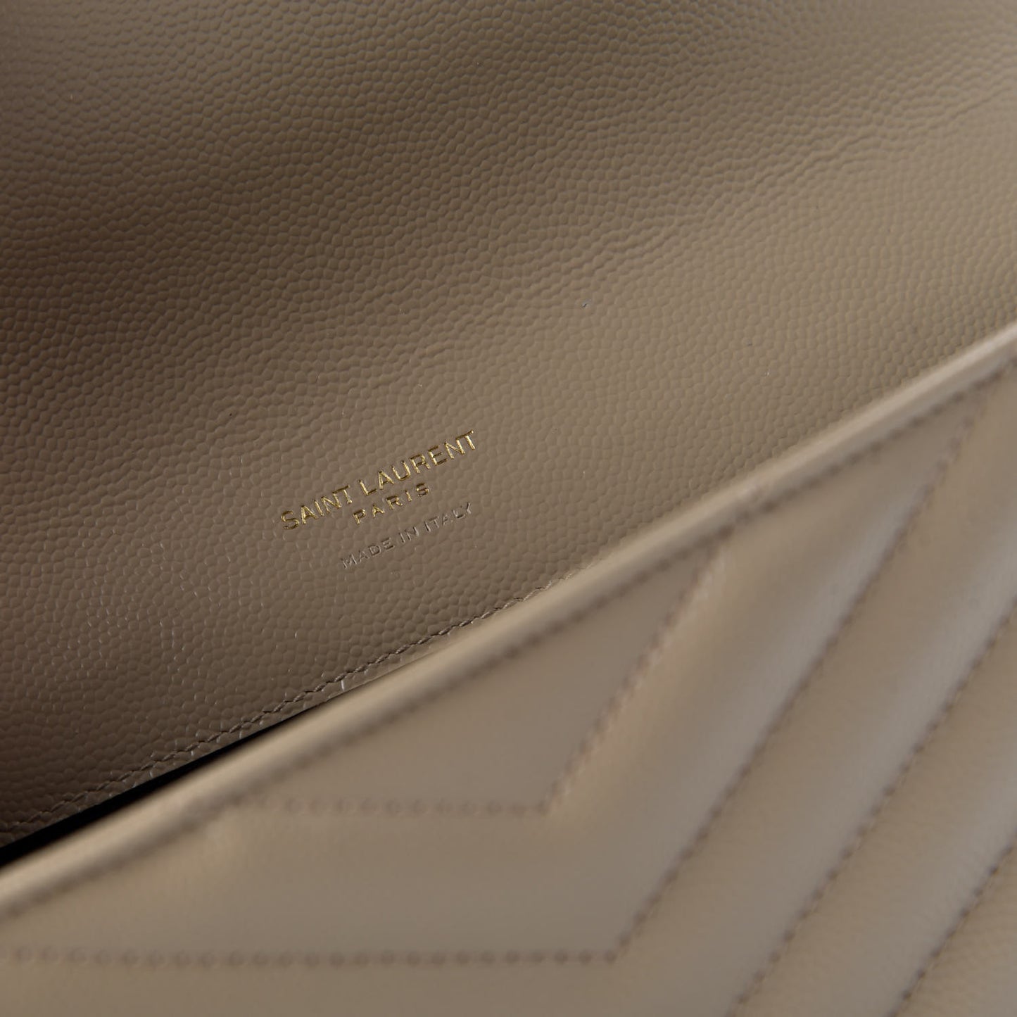 Grain De Poudre Matelasse Chevron Monogram Envelope Clutch Dark Beige