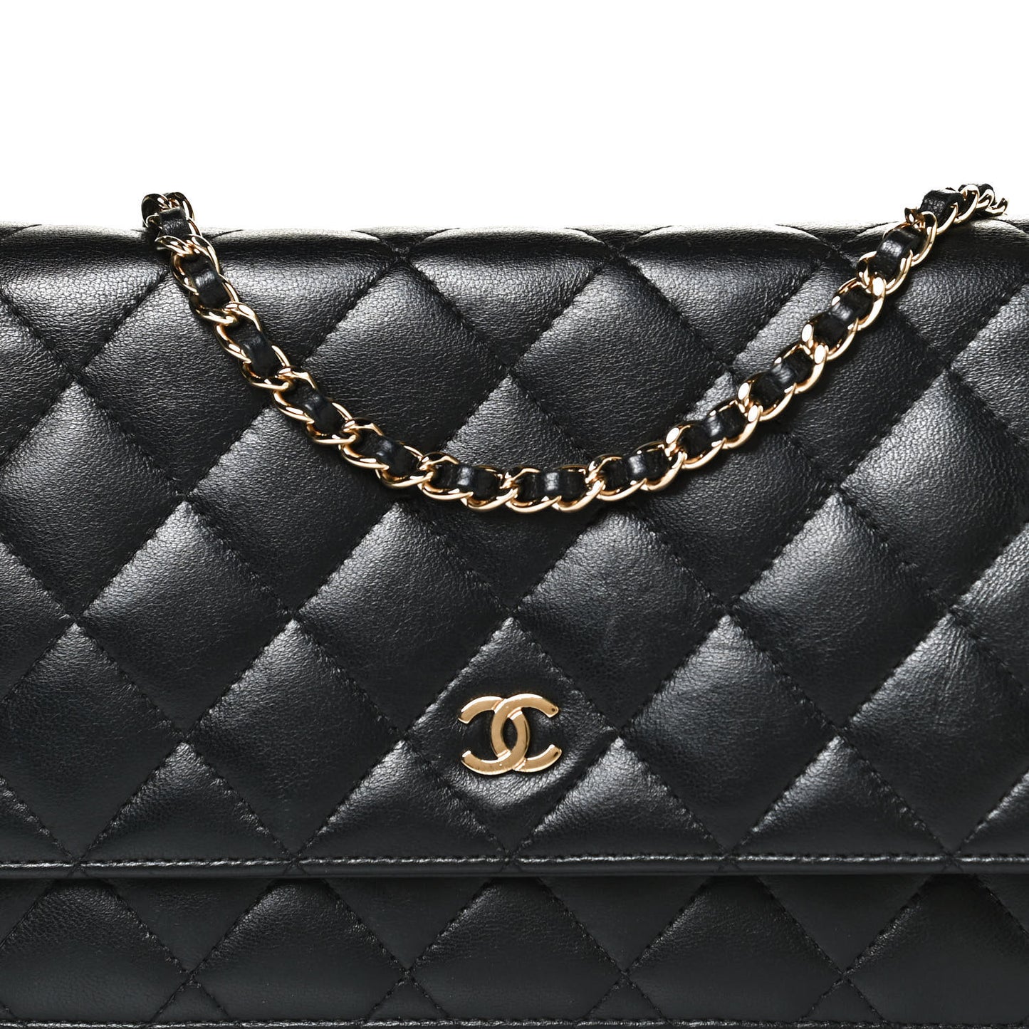 Lambskin Quilted Wallet On Chain WOC Black