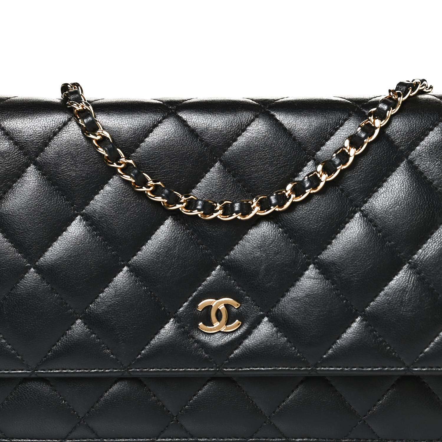 Chanel Lambskin Quilted Wallet On Chain WOC Black 8 of 11