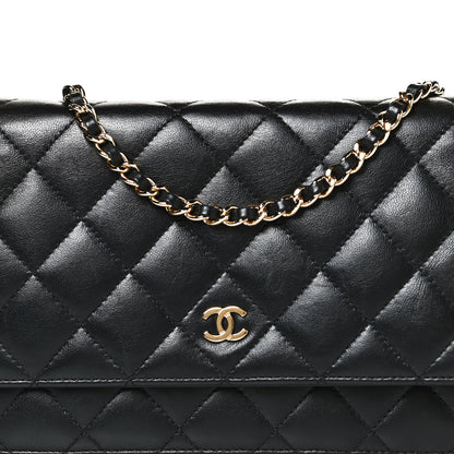 Chanel Lambskin Quilted Wallet On Chain WOC Black 8 of 11