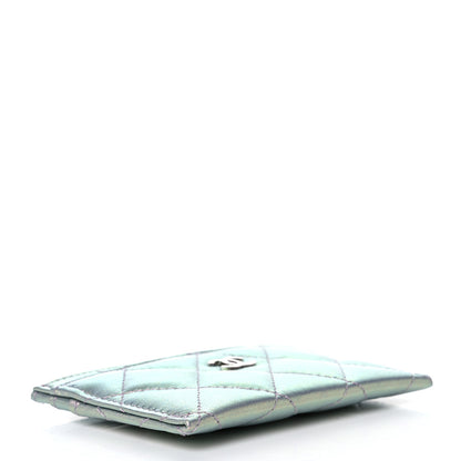 Chanel Iridescent Calfskin Quilted Card Holder Light Purple 4 of 10