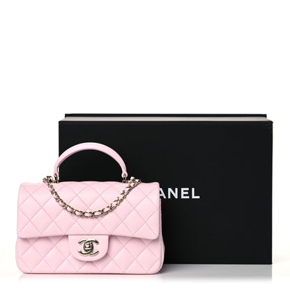 Chanel Lambskin Quilted Mini Top Handle Rectangular Flap Light Pink 9 of 9