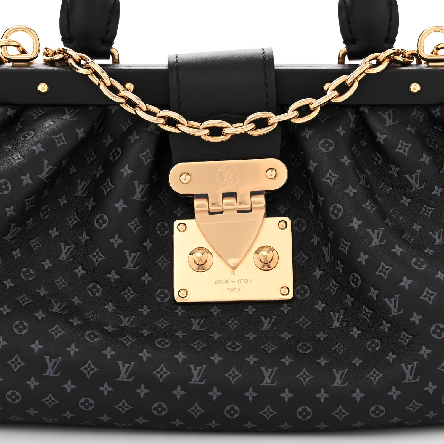 Louis Vuitton Calfskin Nanogram Embossed Clutch Black 7 of 9