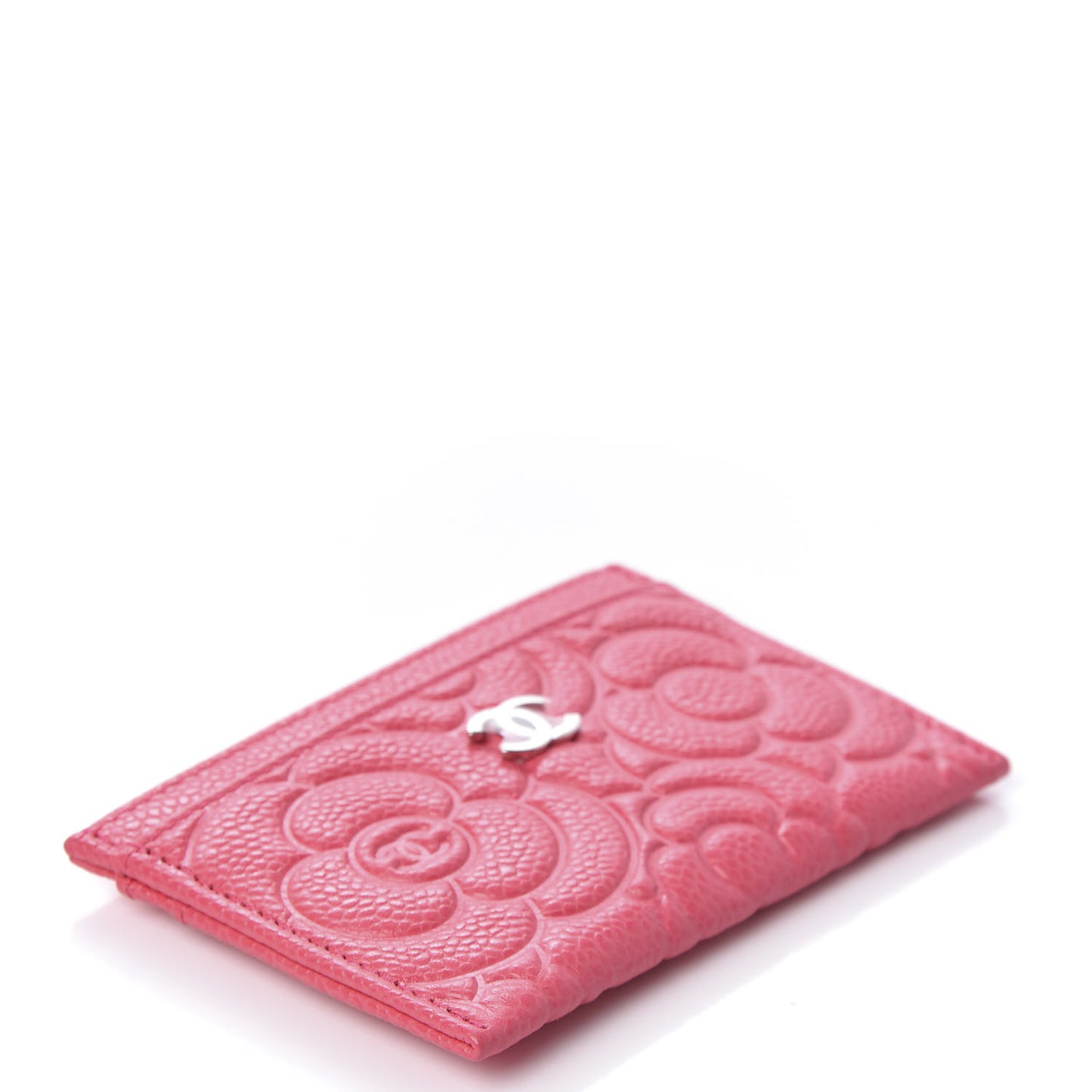 Caviar Camellia Embossed Card Holder Pink