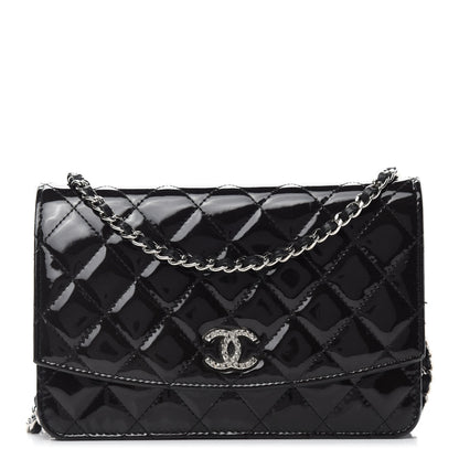 Chanel Patent Quilted Brilliant Wallet On Chain WOC Black 1 of 15