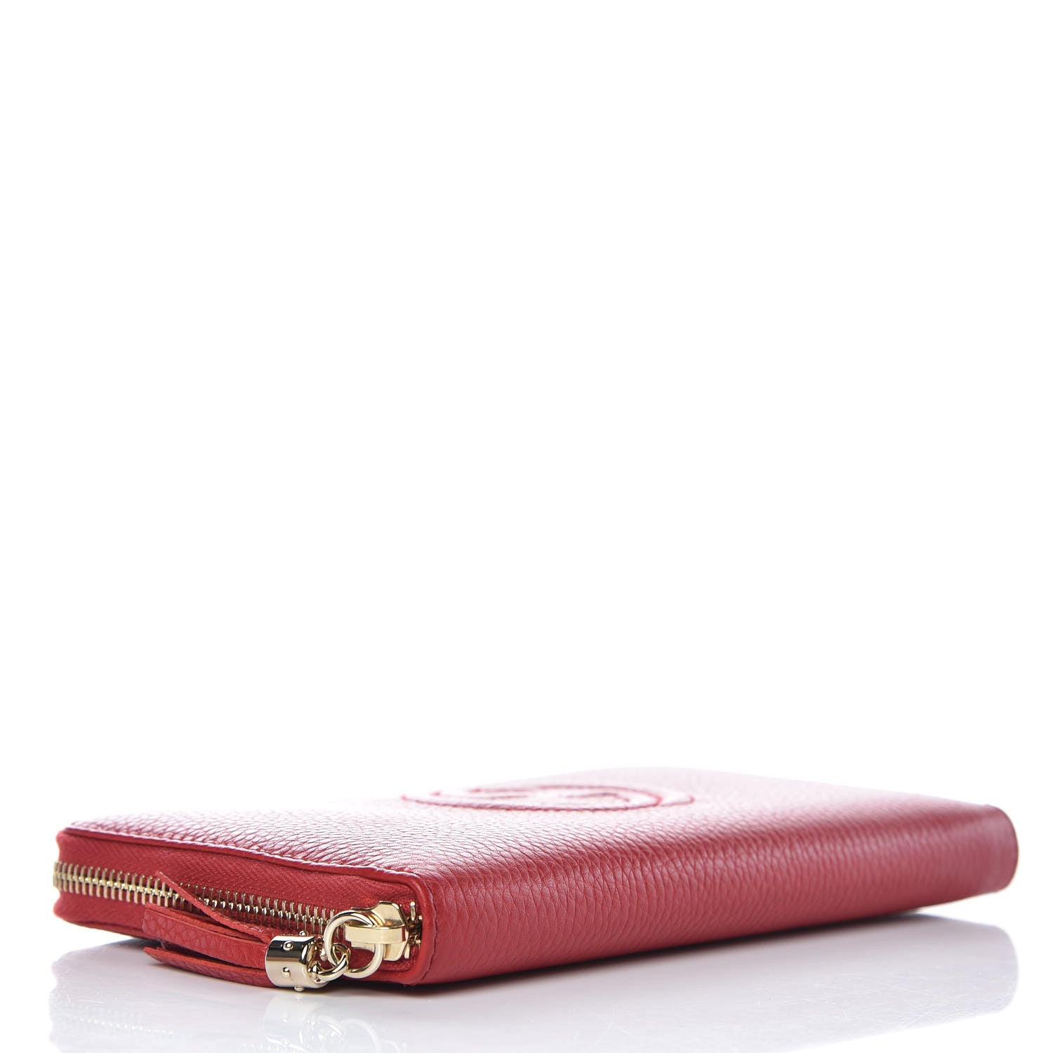 Gucci Pebbled Calfskin Soho Zip Around Wallet Vibrant Red 4 of 8