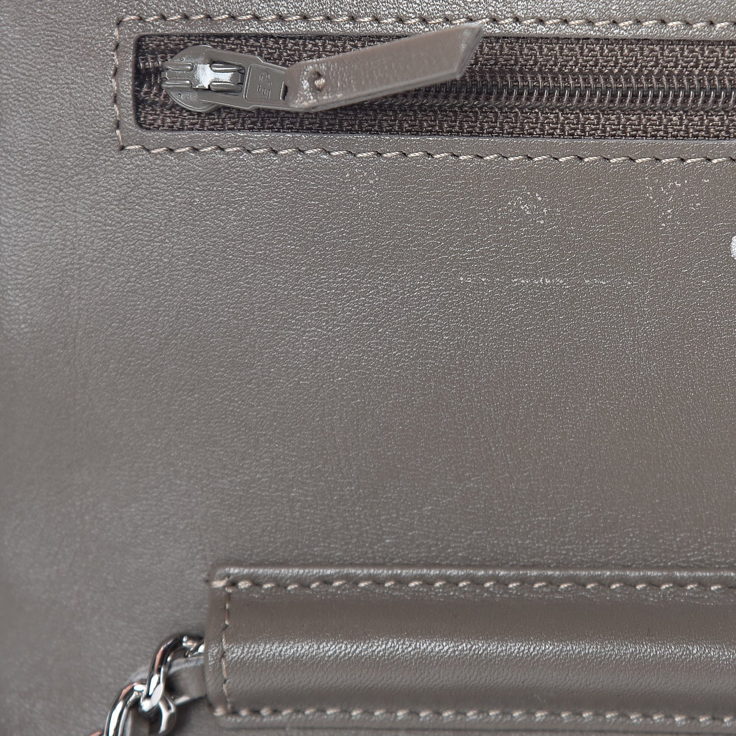 Chanel Patent Quilted Wallet On Chain WOC Grey 13 of 16