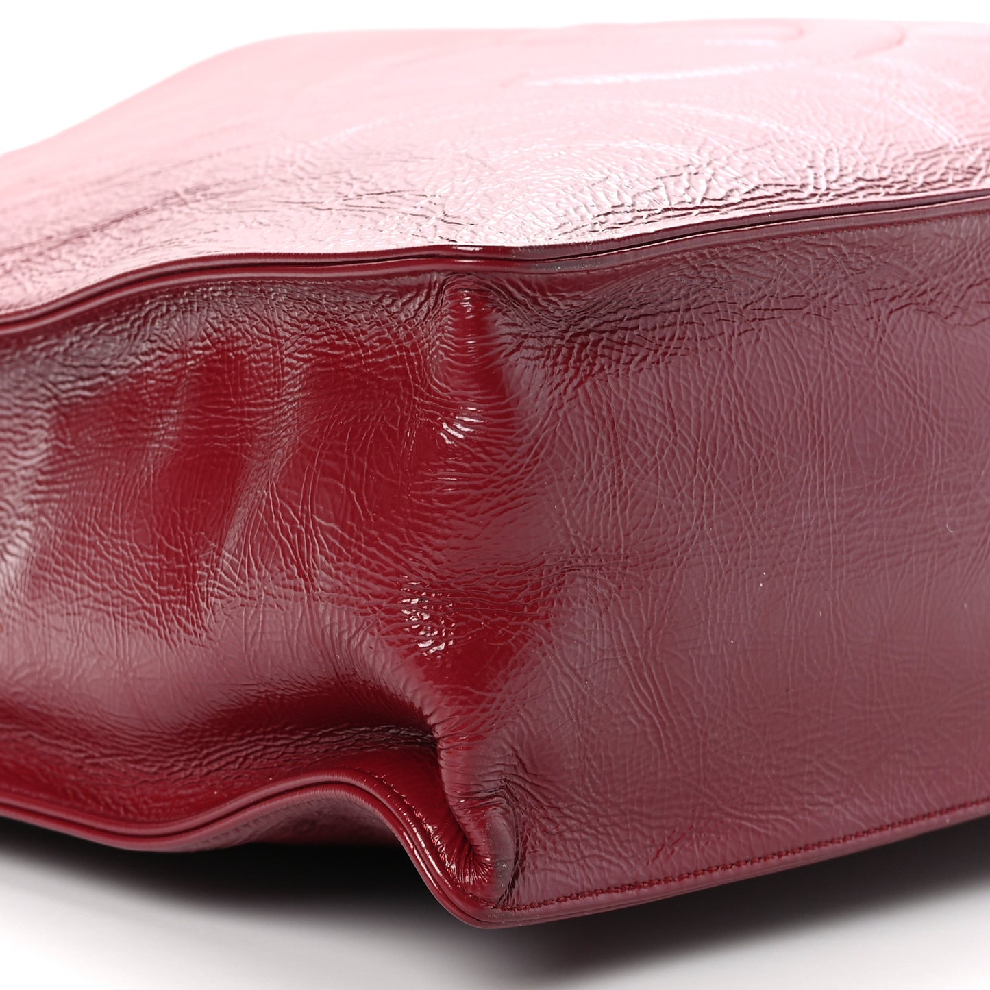 Shiny Aged Calfskin Shopping Bag Red