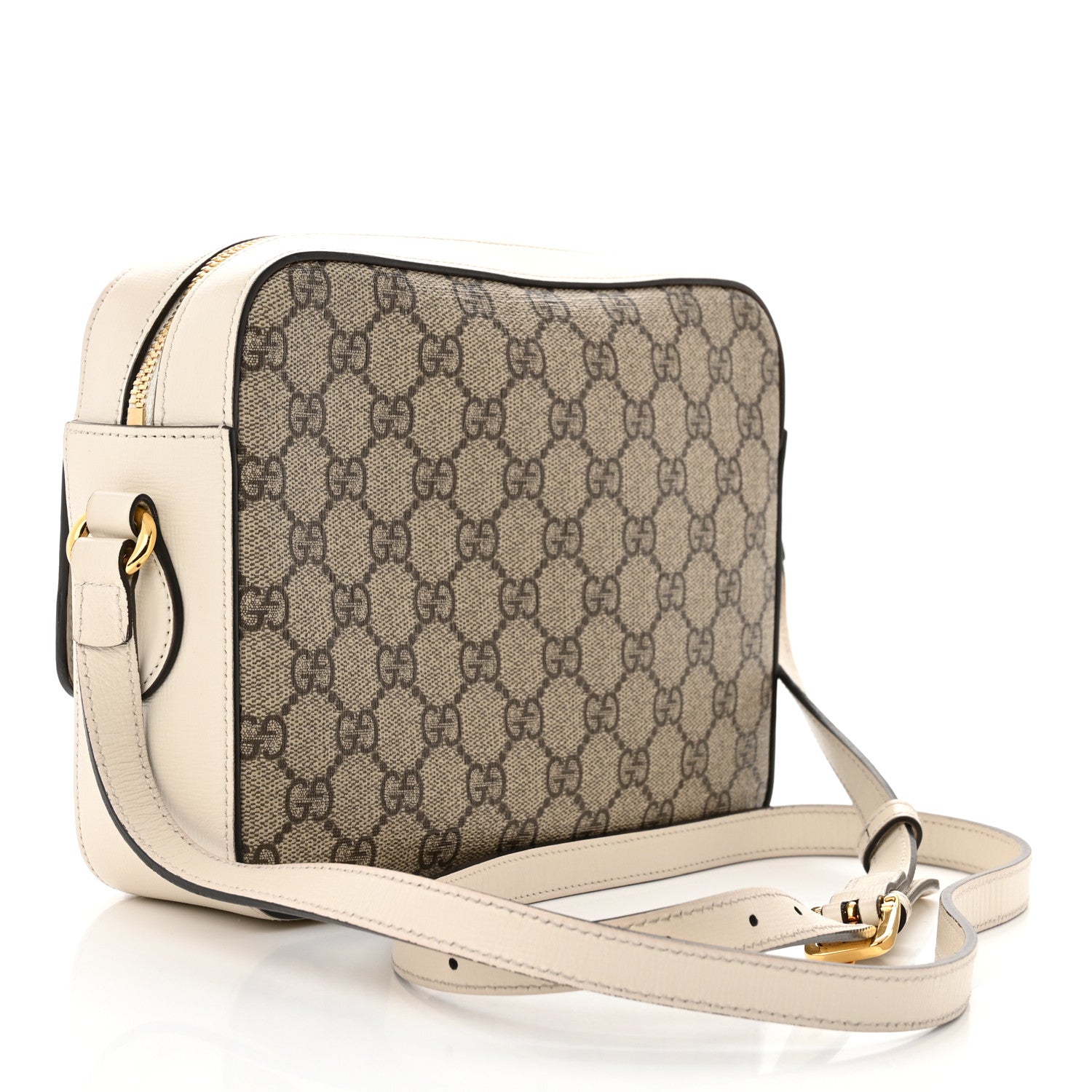 Gucci GG Supreme Monogram Small Horsebit 1955 Shoulder Bag Beige Mystic White 3 of 12