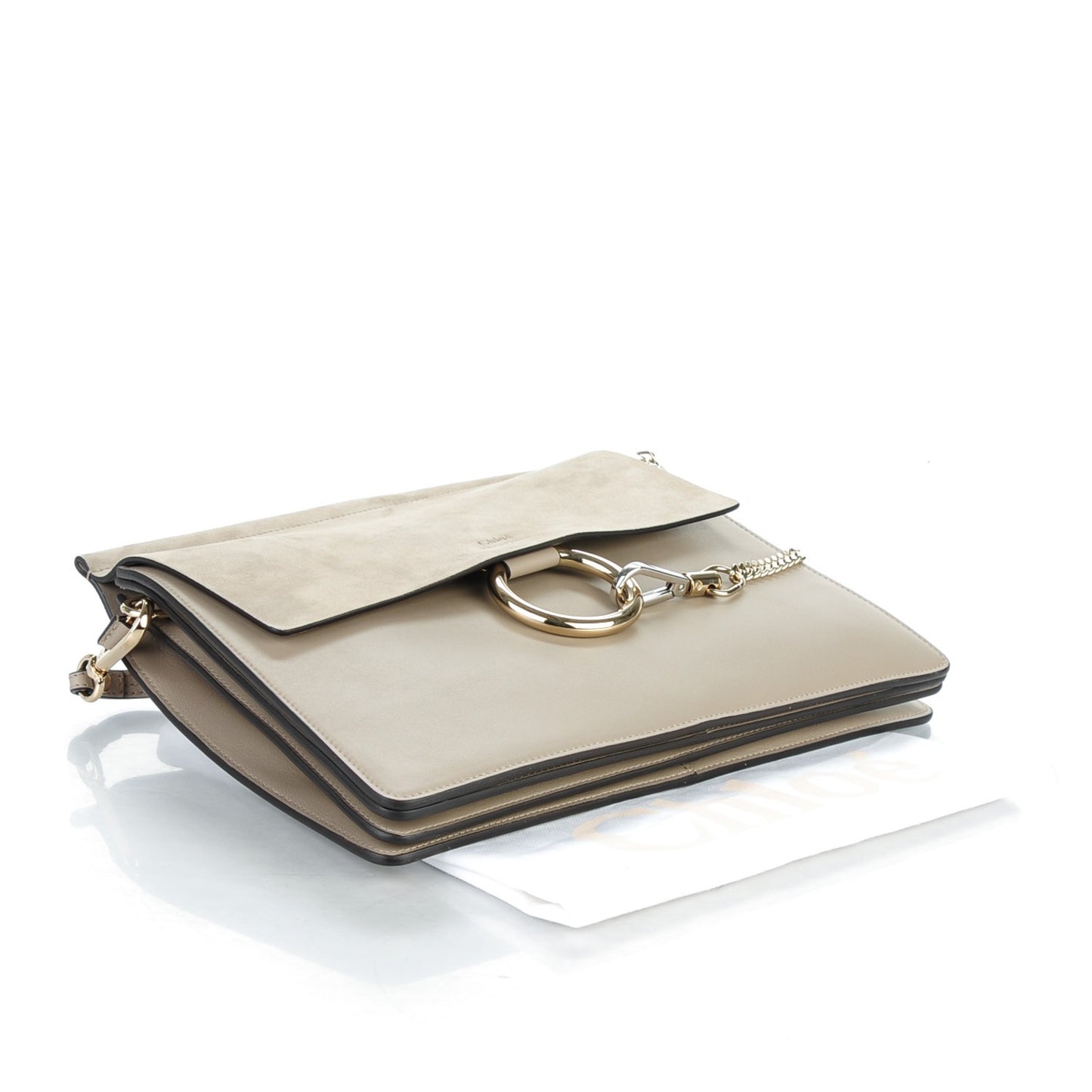 Calfskin Suede Medium Faye Shoulder Bag Motty Grey