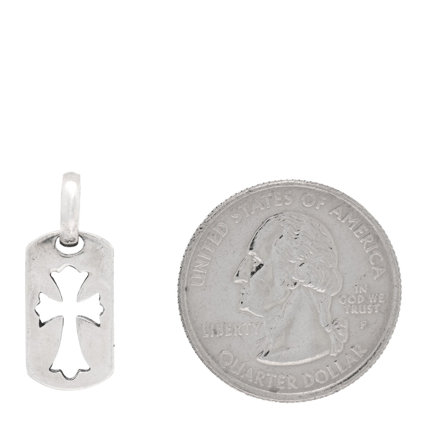 Sterling Silver Cross Cut Out Dog Tag Pendant