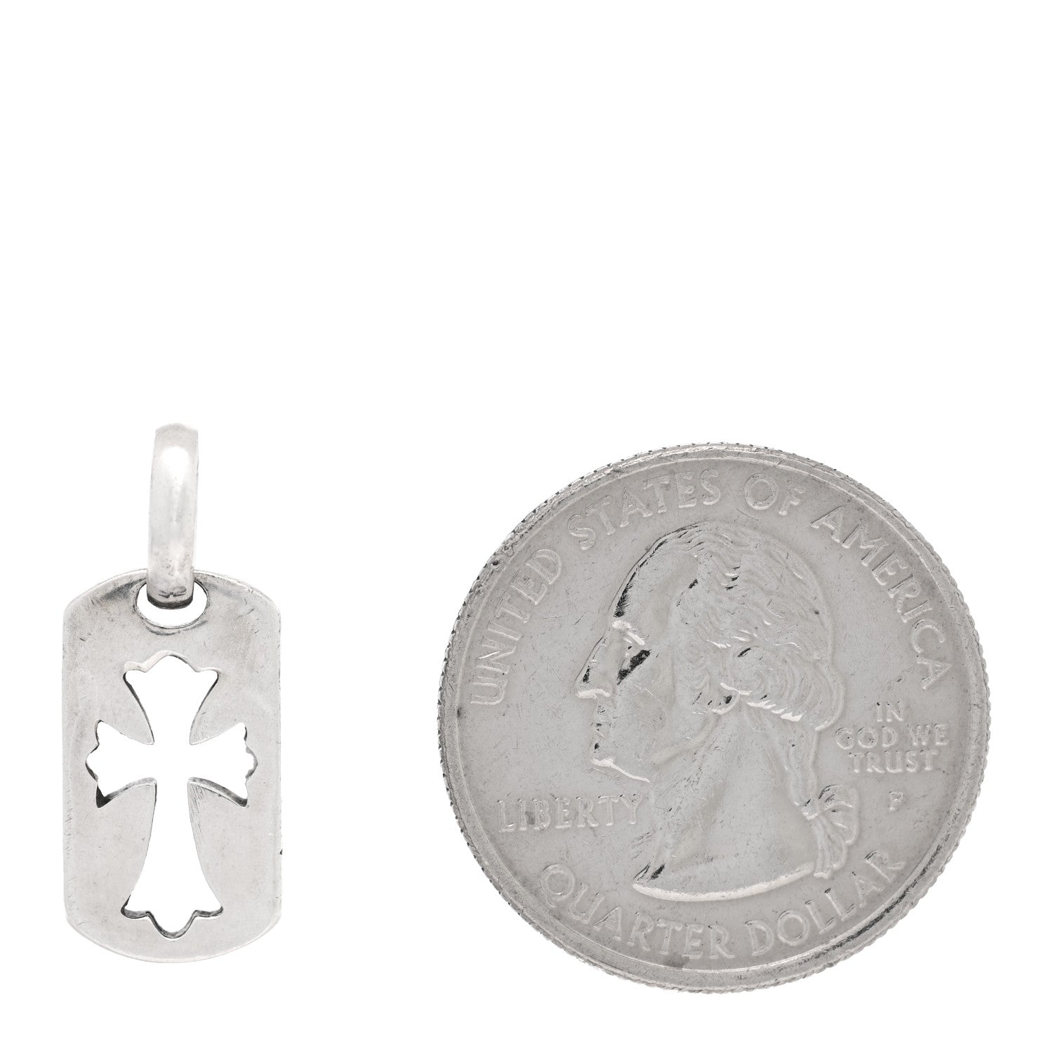 Chrome Hearts Sterling Silver Cross Cut Out Dog Tag Pendant 2 of 4