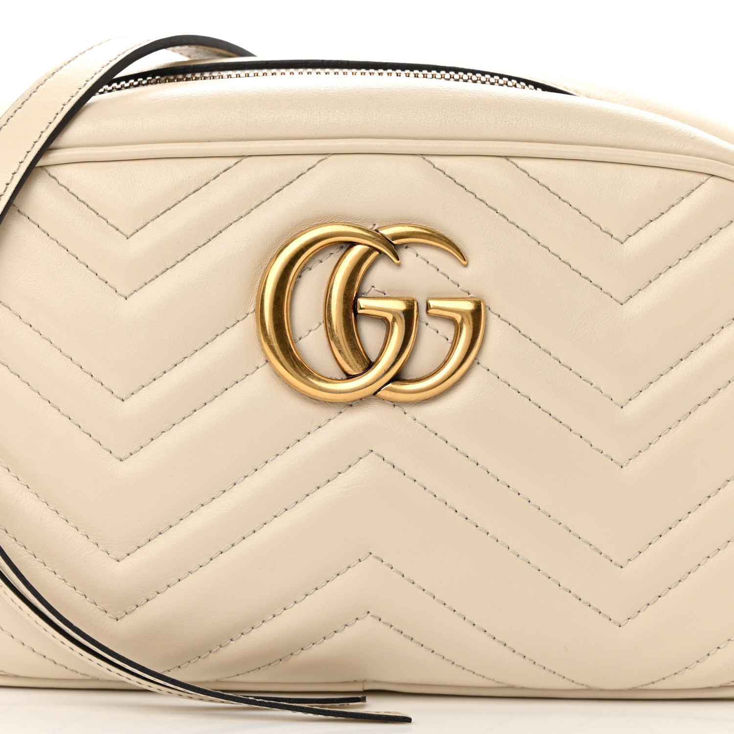 Gucci Calfskin Matelasse Small GG Marmont Chain Shoulder Bag White 8 of 12