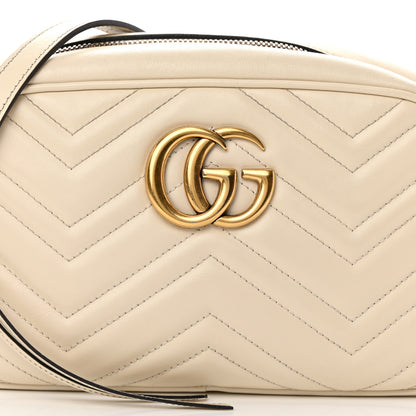 Gucci Calfskin Matelasse Small GG Marmont Chain Shoulder Bag White 8 of 12