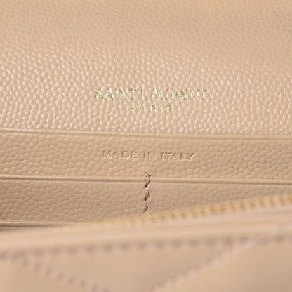 Saint Laurent Grain De Poudre Matelasse Chevron Monogram Chain Wallet Nude Powder 7 of 10