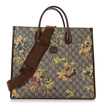 Gucci GG Supreme Monogram Azalea Calfskin Dusty Carnation Retro Interlocking G Tote Bag Beige Ebony Brown Sugar 1 of 11