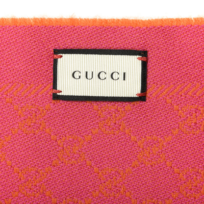 Gucci Wool GG Monogram Reversible New Sten Fringe Scarf Orange Pink 3 of 6