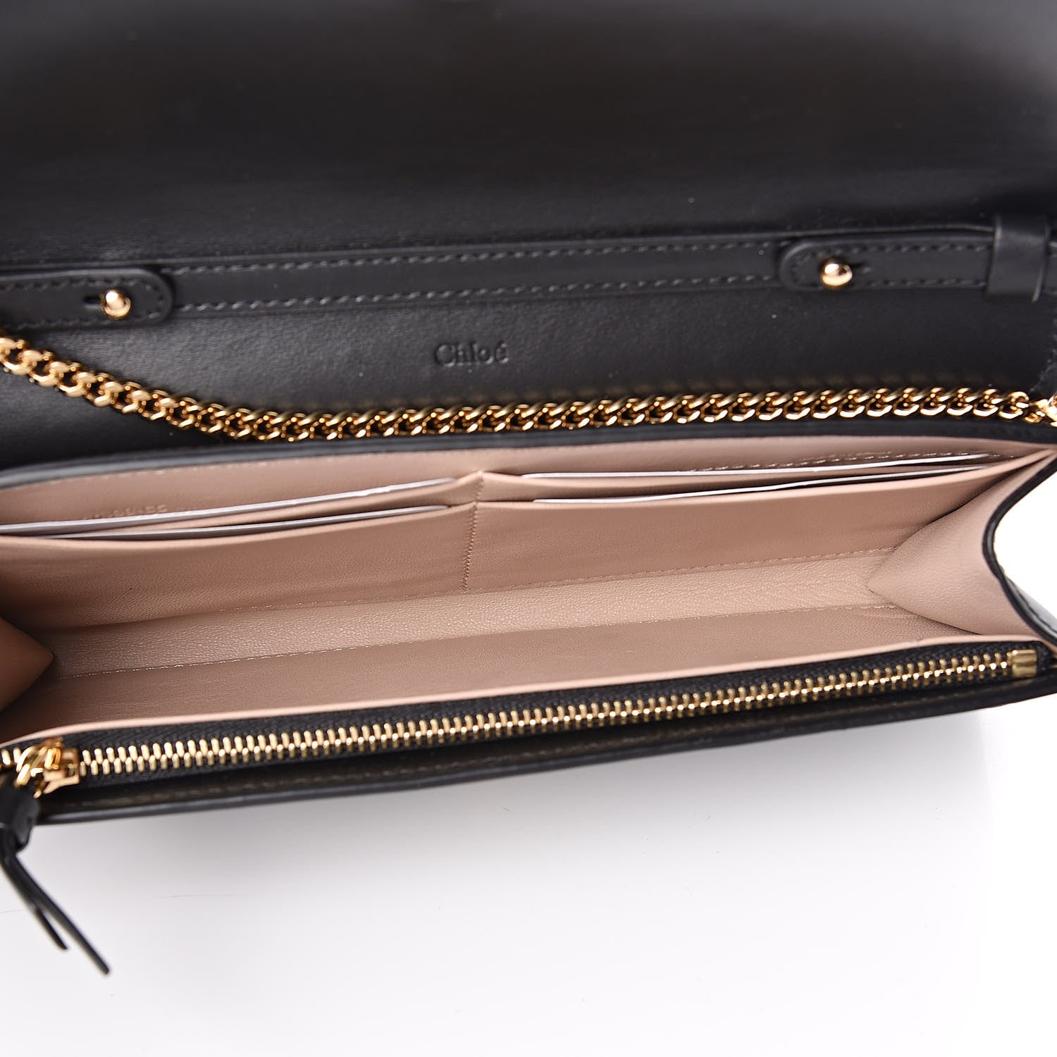 Chloe Shiny Grained Calfskin Aby Wallet on Chain Black 5 of 9