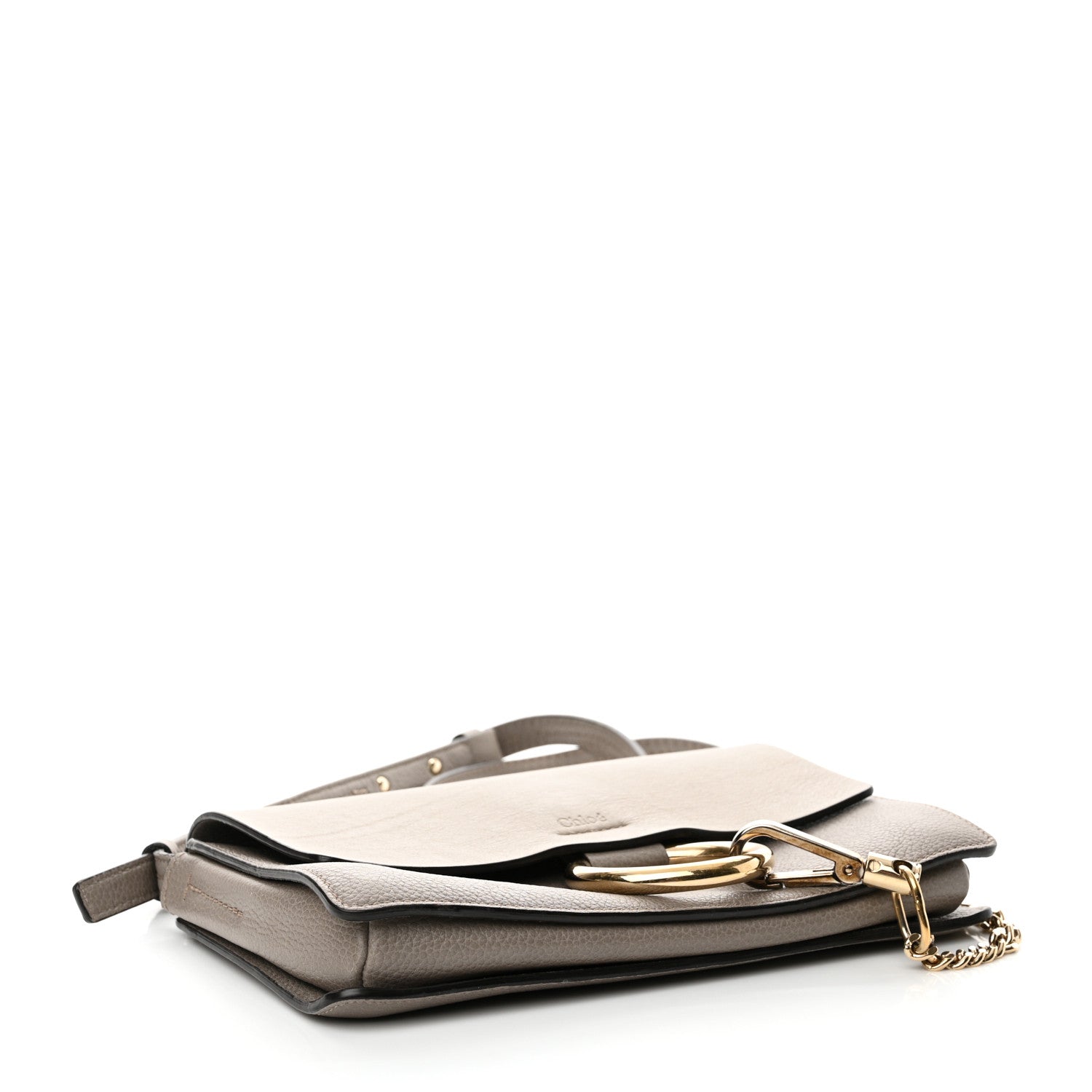 Chloe Grained Calfskin Lambskin Small Faye Shoulder Bag Motty Grey 4 of 14