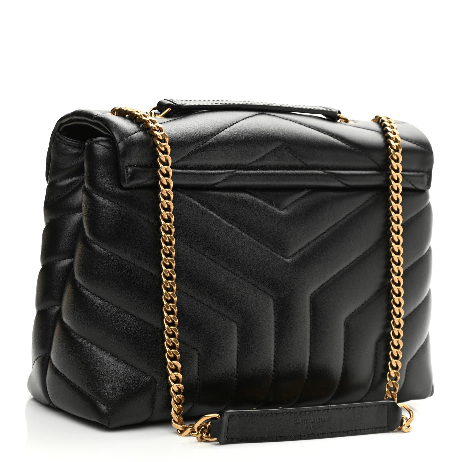 Saint Laurent Calfskin Y Quilted Monogram Small Loulou Chain Satchel Black 3 of 10