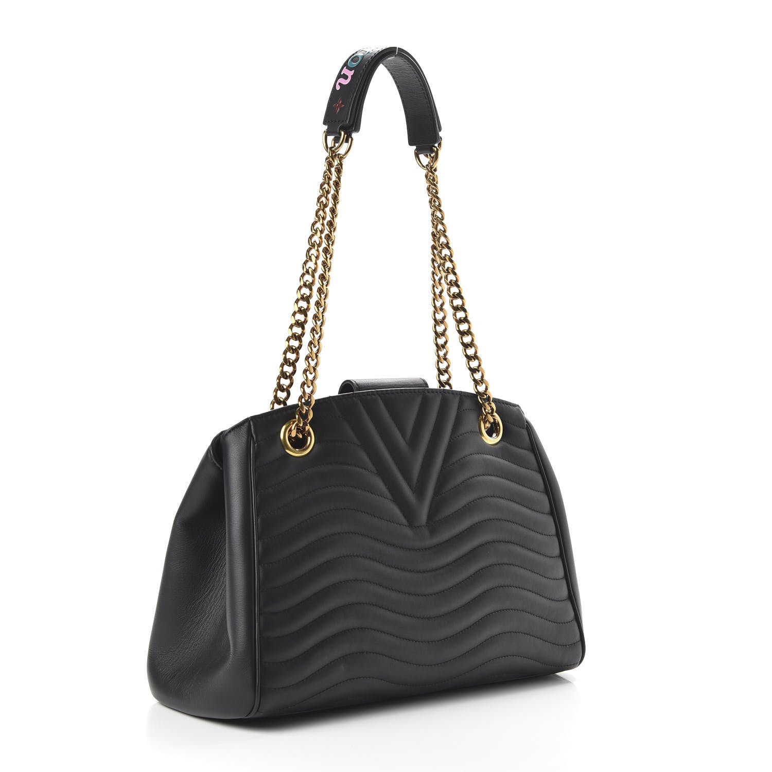 Louis Vuitton Calfskin New Wave Chain Tote Black 3 of 12