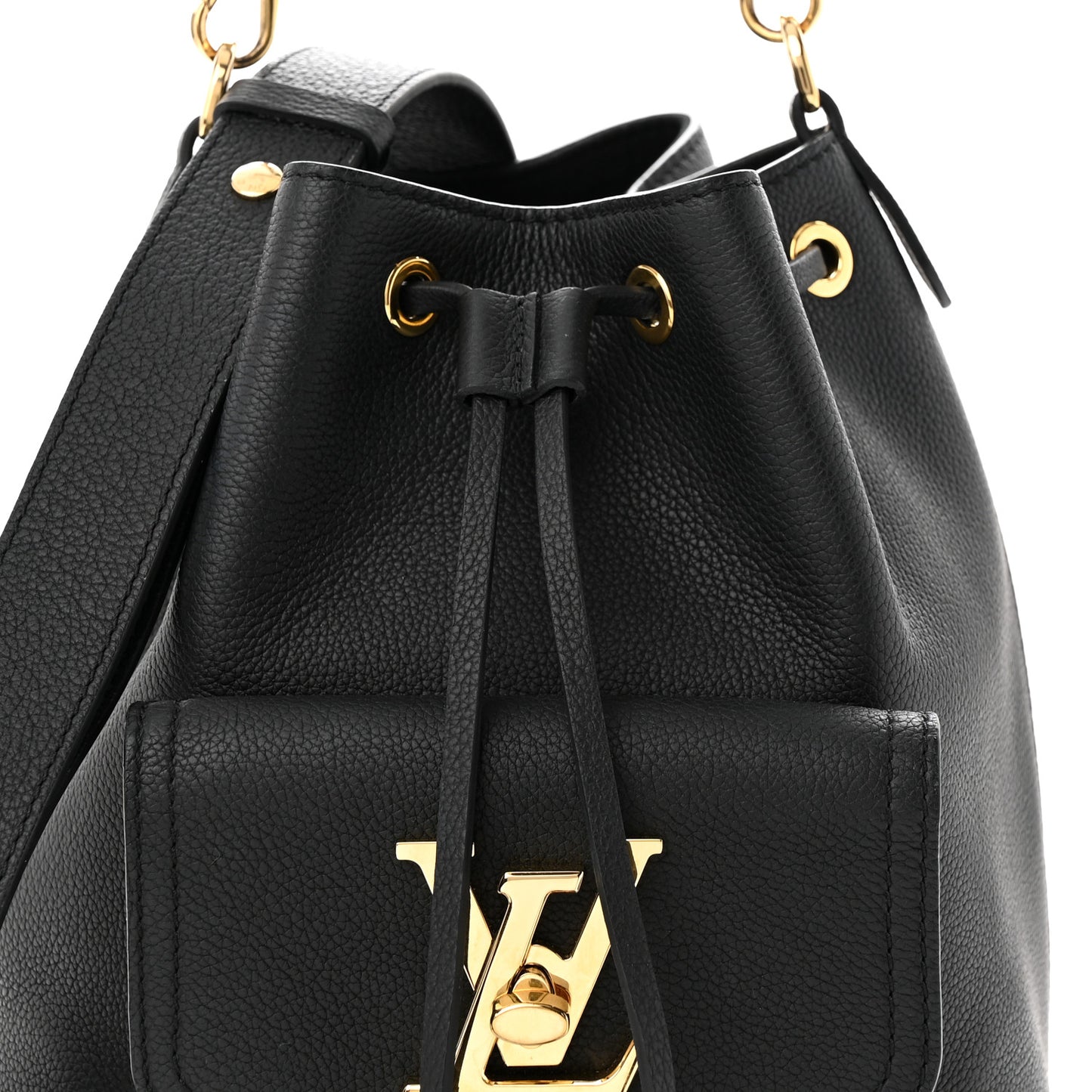 Calfskin Lockme Bucket MM Black