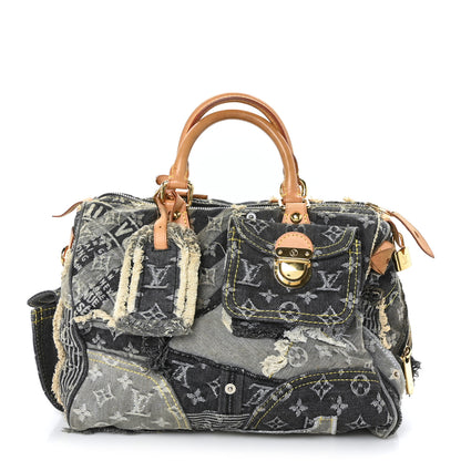 Louis Vuitton Denim Patchwork Speedy 30 Grey 1 of 10