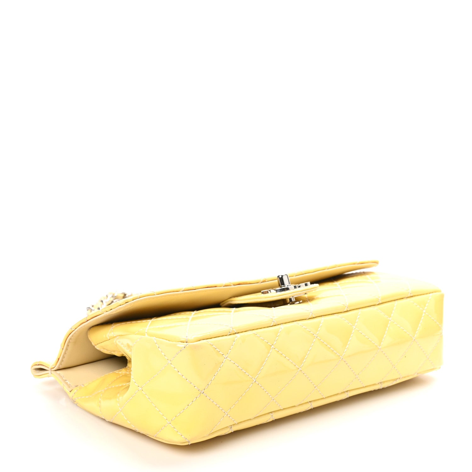 Chanel Patent Quilted Medium Diagonal CC Flap Yellow 4 of 11