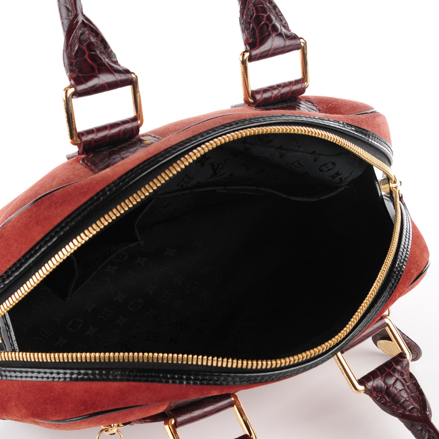 Louis Vuitton Suede Stamped Havane Bowler PM Brun 5 of 7
