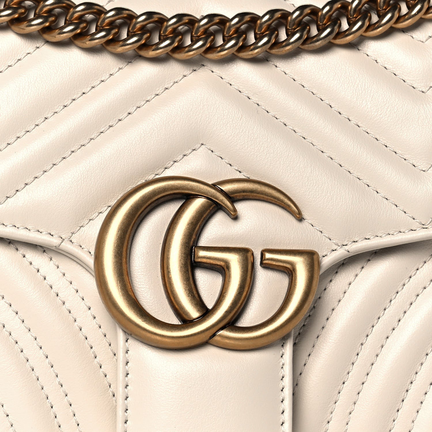 Gucci Calfskin Matelasse Small GG Marmont Shoulder Bag White 8 of 14