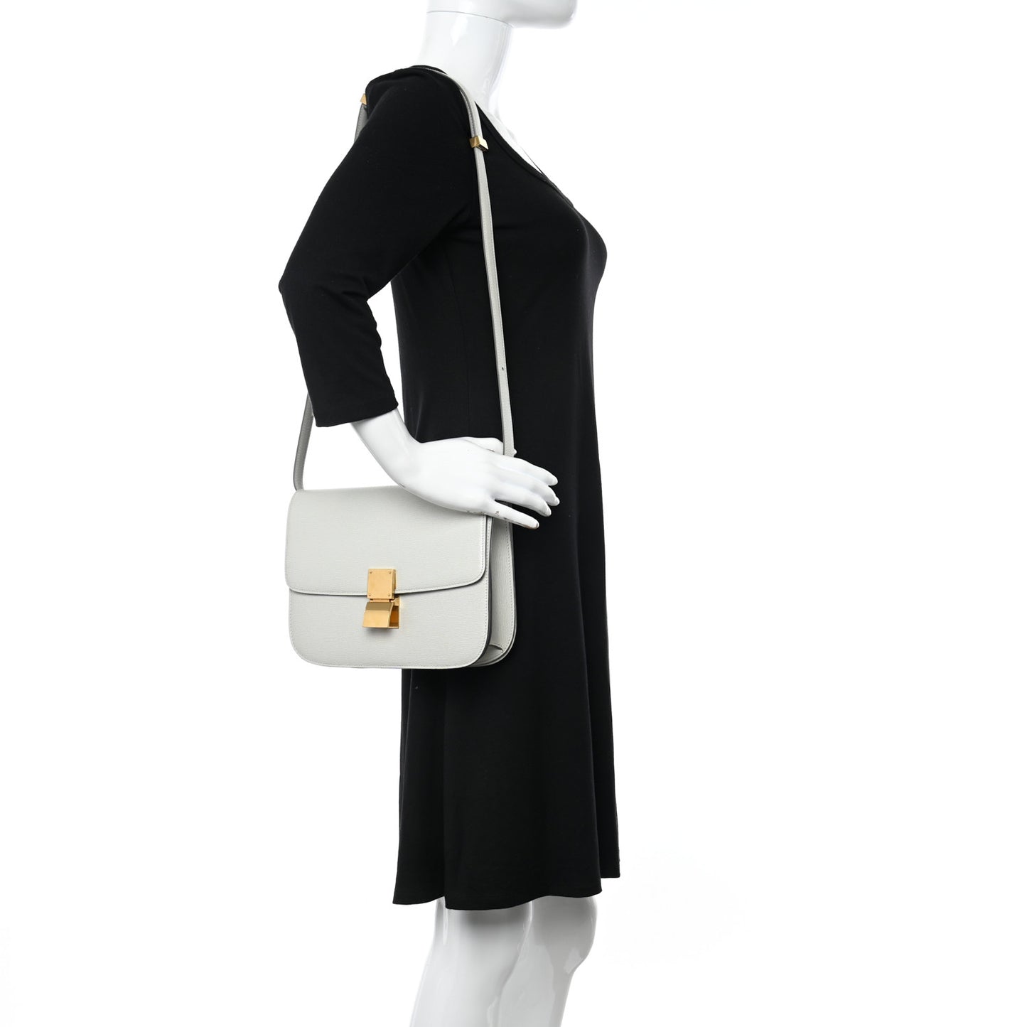 Liege Calfskin Medium Classic Box Flap Bag Pale Grey