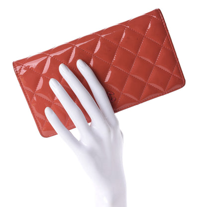 Chanel Patent Calfskin Quilted Yen Wallet Dark Pink 2 of 10