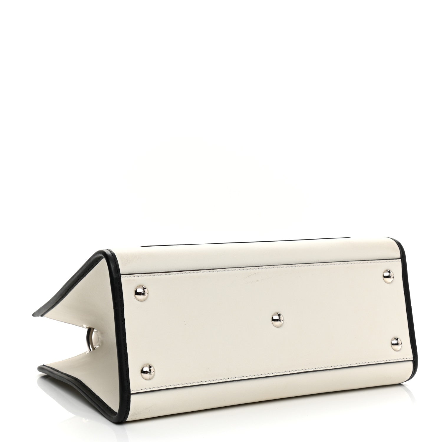 Fendi Vitello Century Opaco F is Fendi Bi-Color Small Runaway Satchel White Ice Black 4 of 15