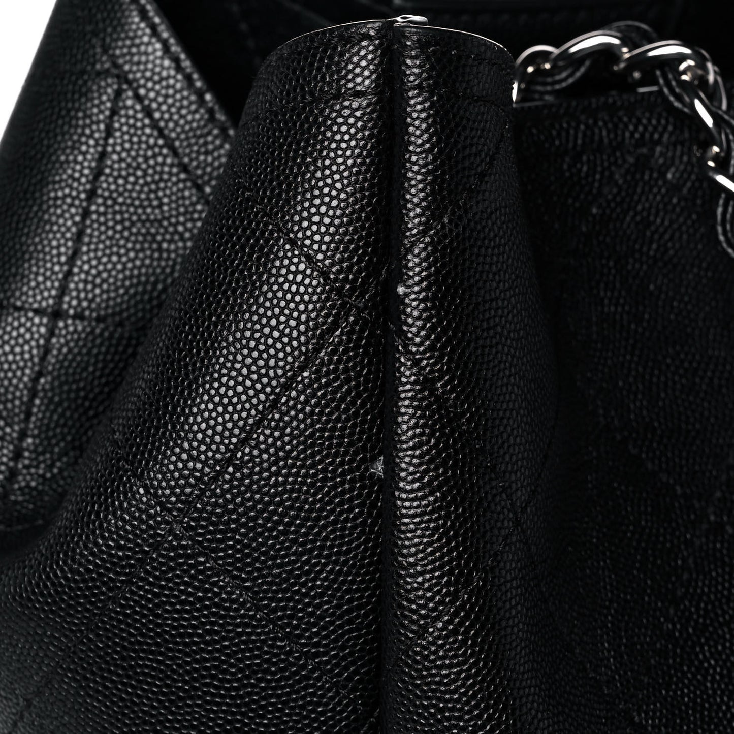 Caviar Stitched Large Shopping Tote Black