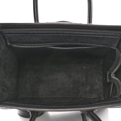 Celine Drummed Calfskin Nano Luggage Black 5 of 11