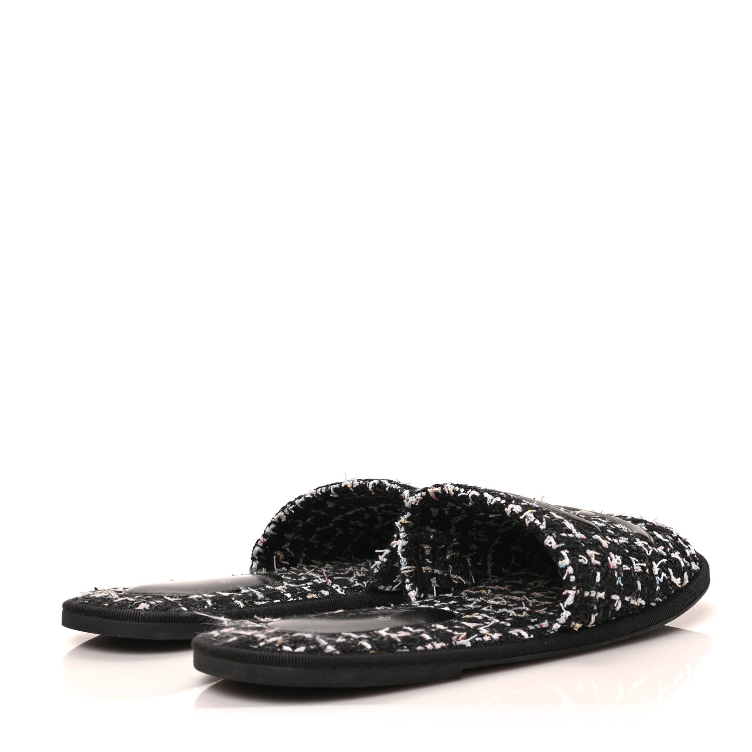 Chanel Tweed Flat Slipper Sandals S Black 4 of 7