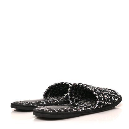 Chanel Tweed Flat Slipper Sandals S Black 4 of 7