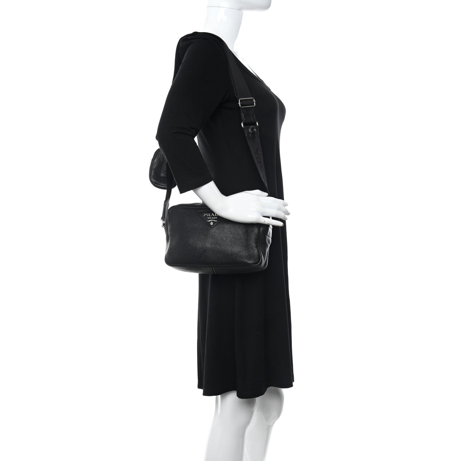 Prada Vitello Daino Crossbody Black 2 of 11