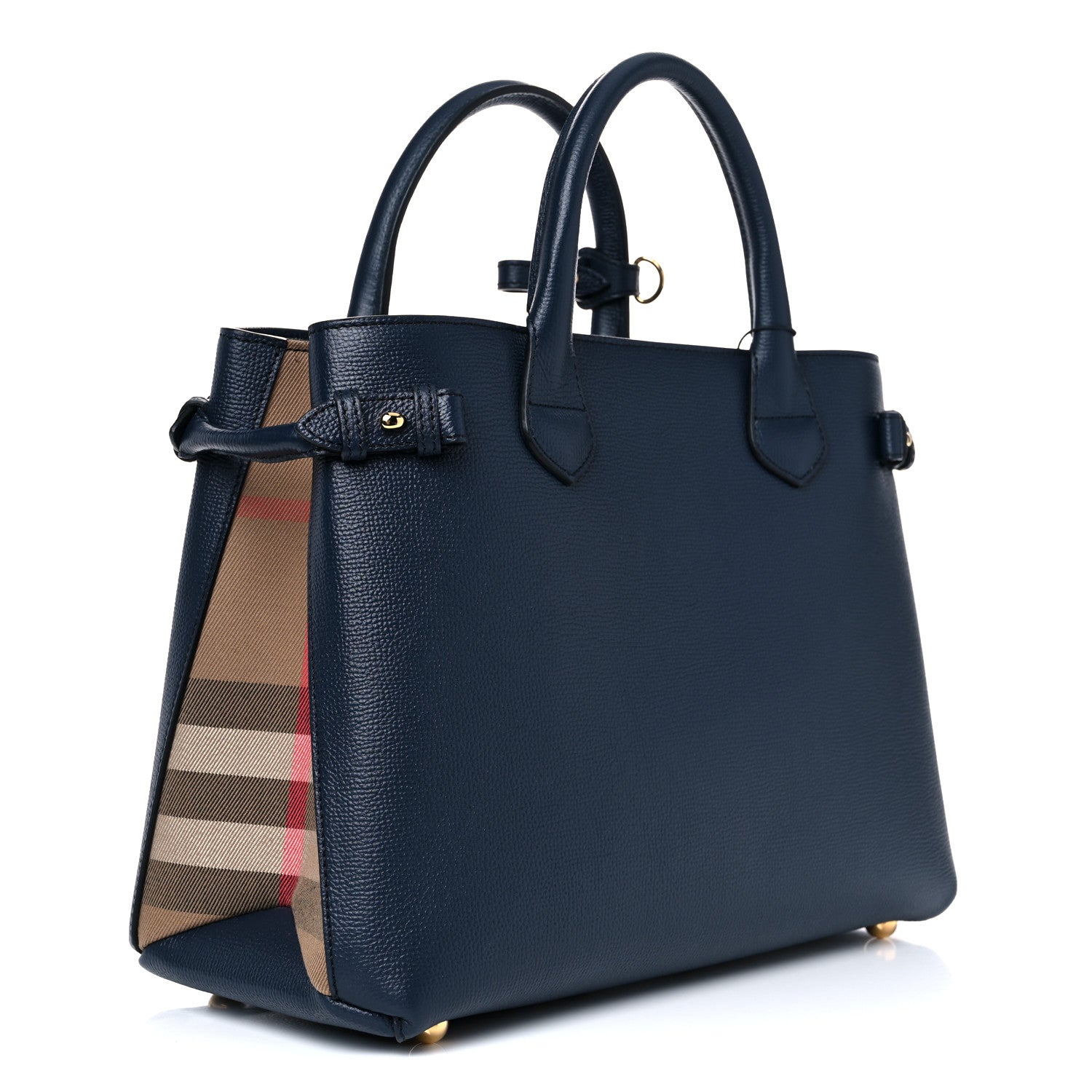 Burberry Derby Calfskin House Check Medium Banner Tote Ink Blue 3 of 10